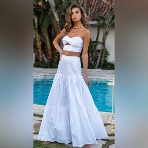 Ayla White Two-Piece Strapless Maxi Dress